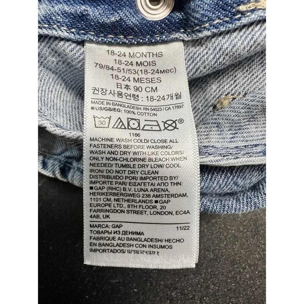 GAP Denim Toddler Short Overalls 18-24‎ Months Light Wash Jean Shortalls